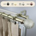 Kd Encimera 1 in. Wicker Double Curtain Rod with 48 to 84 in. Extension, Gold KD3721144